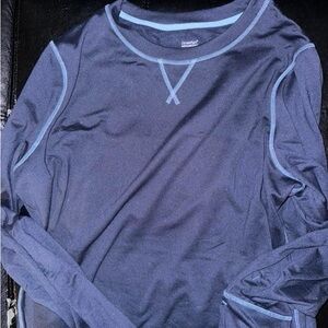 Navy Long Sleeve Shirt with Light Blue Accents